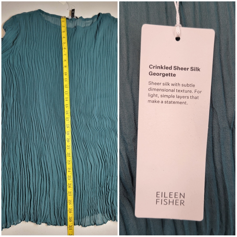Eileen Fisher Silk Bateau Neck Pleated Crinkled Georgette Tunic Women's 3X - Picture 11 of 11